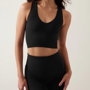 [Athleta] Aurora Seamless Crop Rib Tank Black Medium